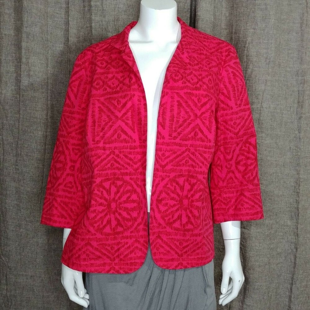Coldwater Creek Red Tribal Print Blazer Size 1X